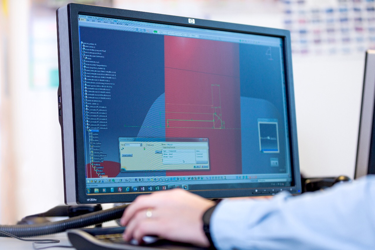 CAD-Konstruktion eines Bauteils am Computer